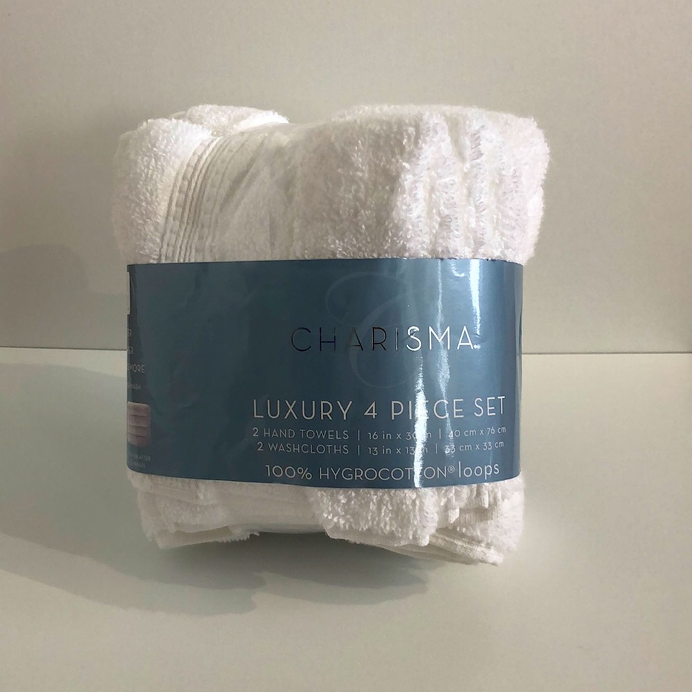 Charisma Soft 100% Hygro Cotton 4-piece Hand and Washcloth Towel Set